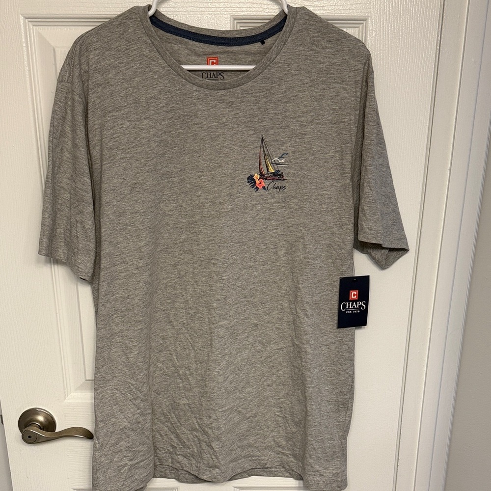 NWT Chaps Heather Gray Short Sleeve Tee size L